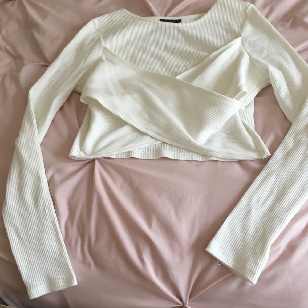 Topshop size small White Crossover Crop Top
